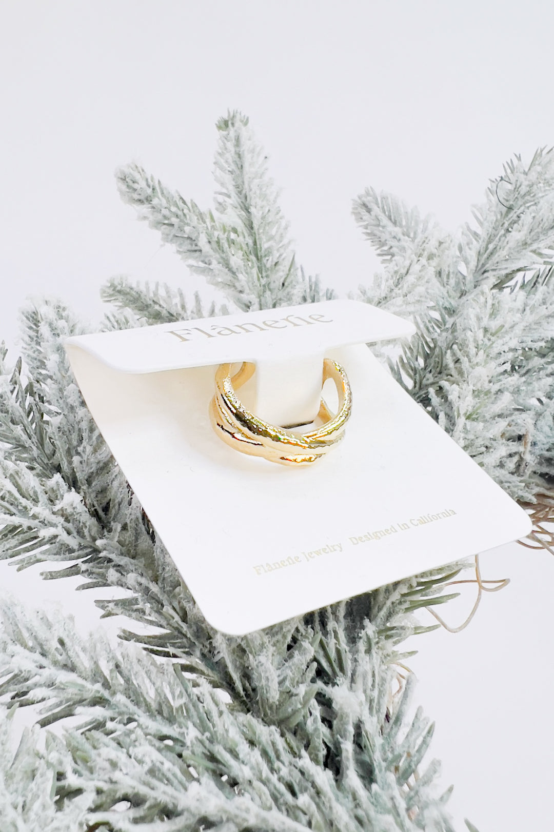 Corlisse 18K Gold Non-Tarnish Textured Crossover Ring