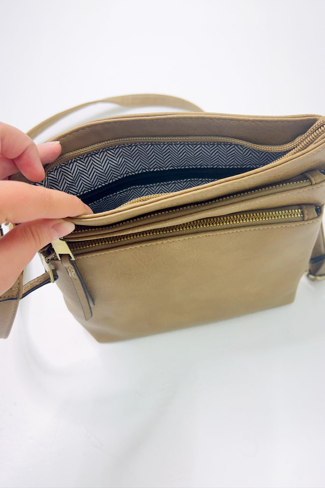 Triple Zipper Crossbody Bag