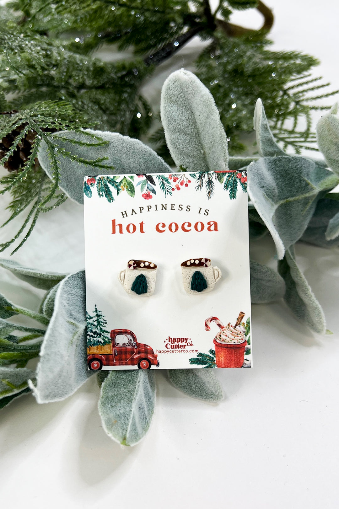 Festive Christmas Clay Stud Earrings