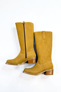 Block Heel Tall Vegan Suede Boot