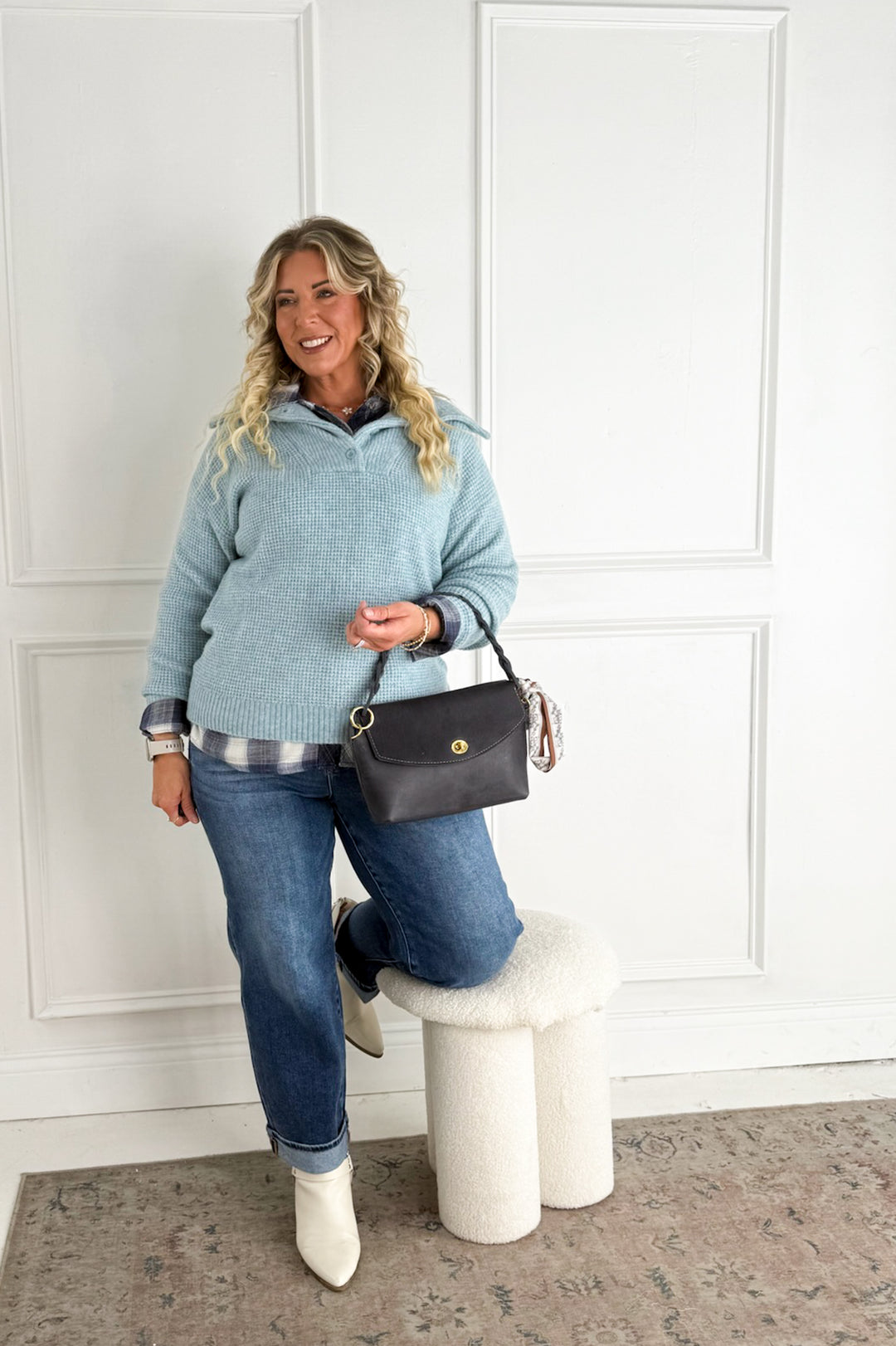 Essential Wool Waffle Knit Pullover Sweater