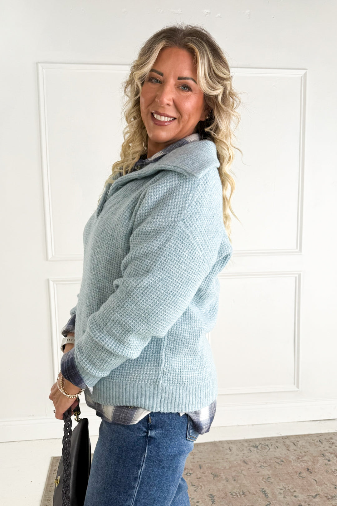 Essential Wool Waffle Knit Pullover Sweater