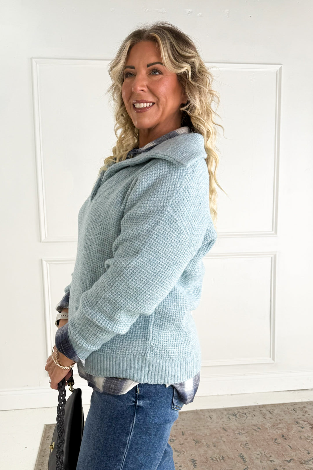 Essential Wool Waffle Knit Pullover Sweater