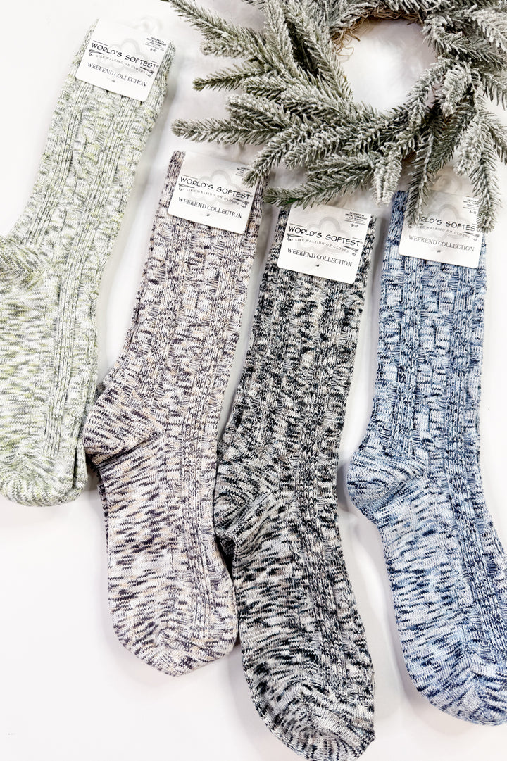 Weekend Light Weight Cable Crew Socks