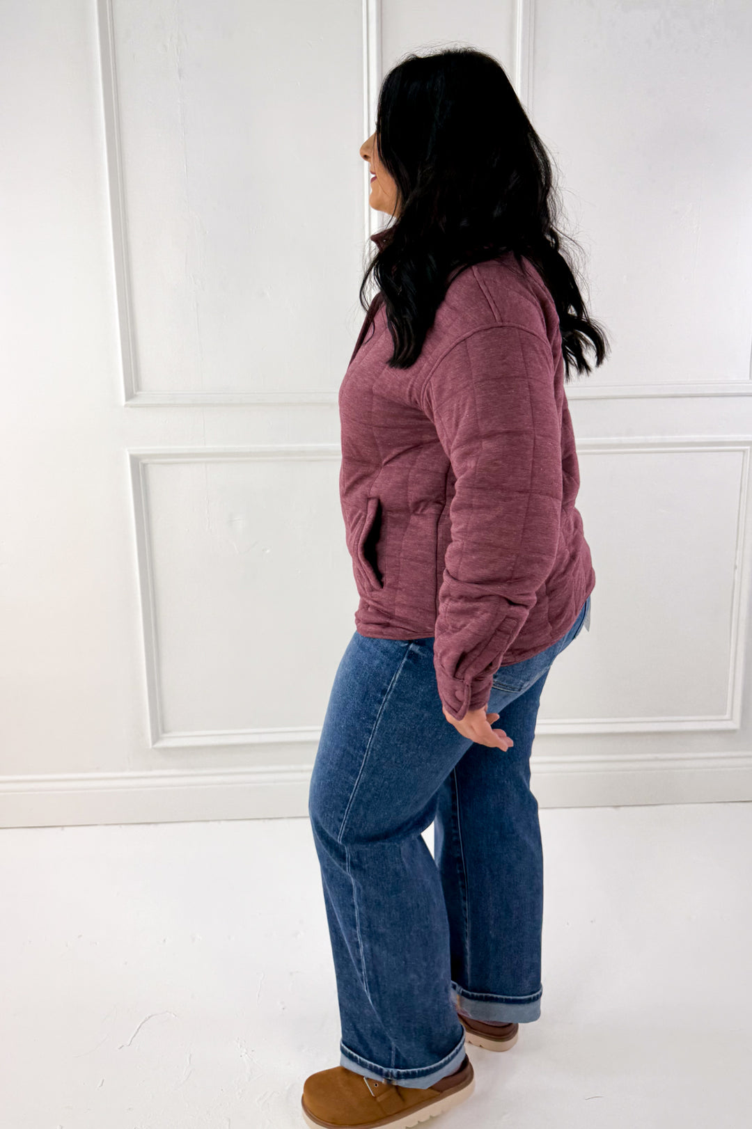 Thread & Supply Snap Button Neckline Quilted Pullover