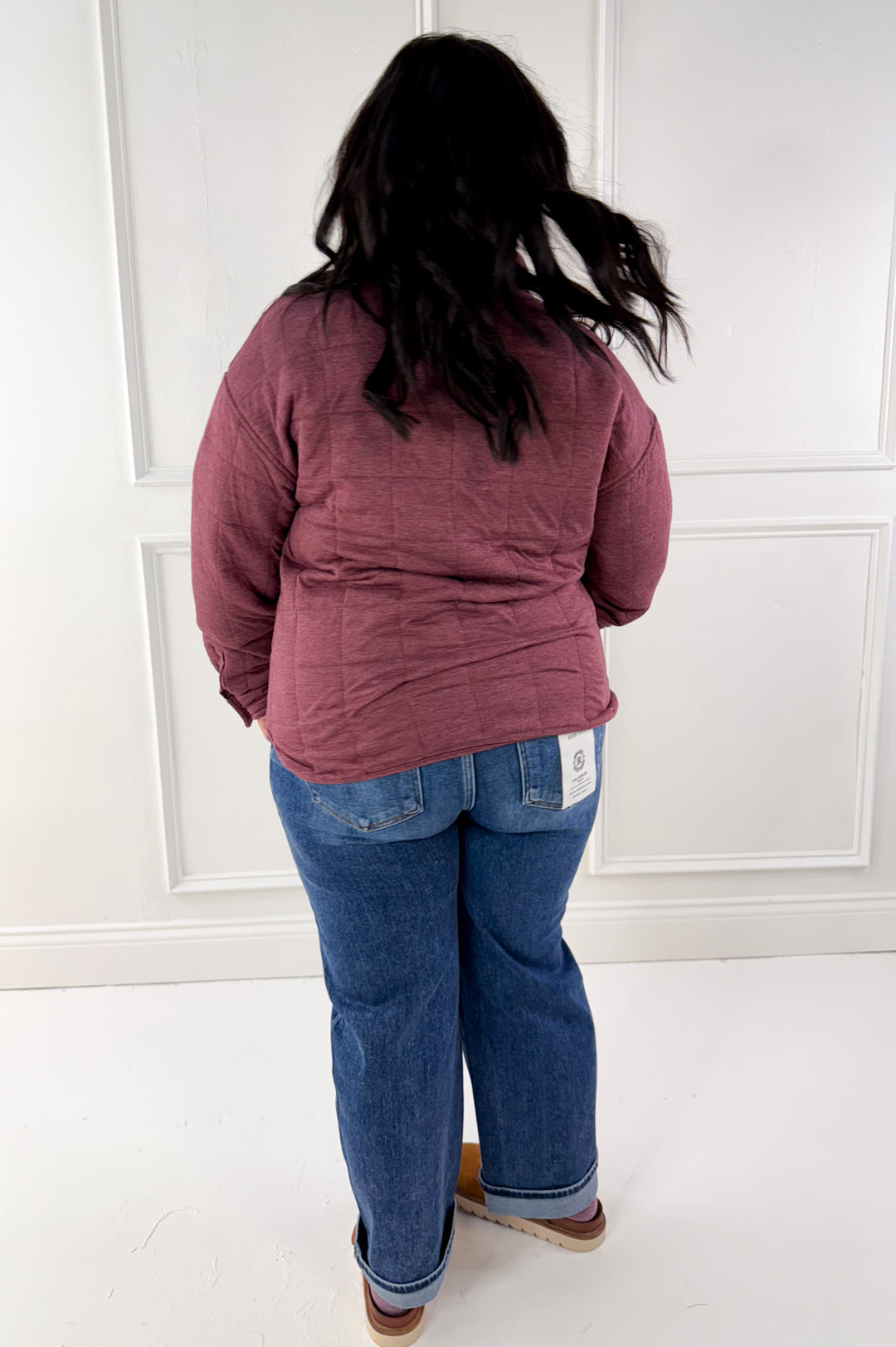 Thread & Supply Snap Button Neckline Quilted Pullover