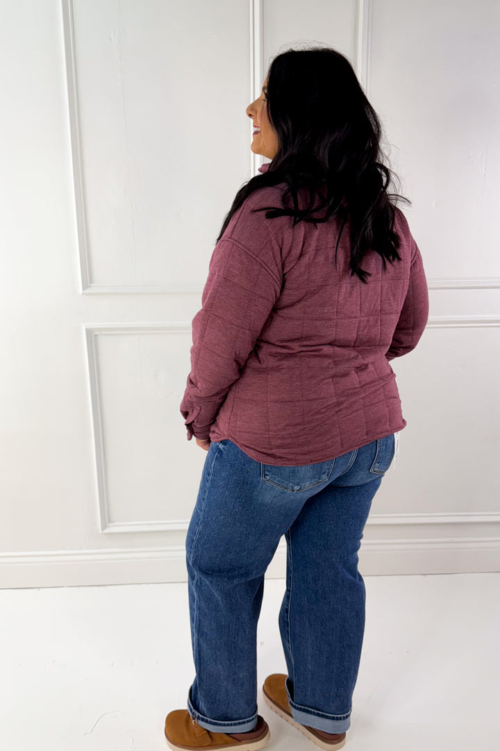 Thread & Supply Snap Button Neckline Quilted Pullover