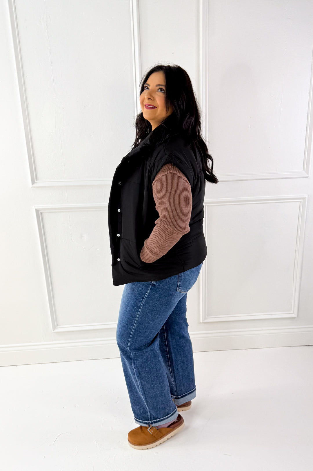 Oversize Snap Button Puffer Vest