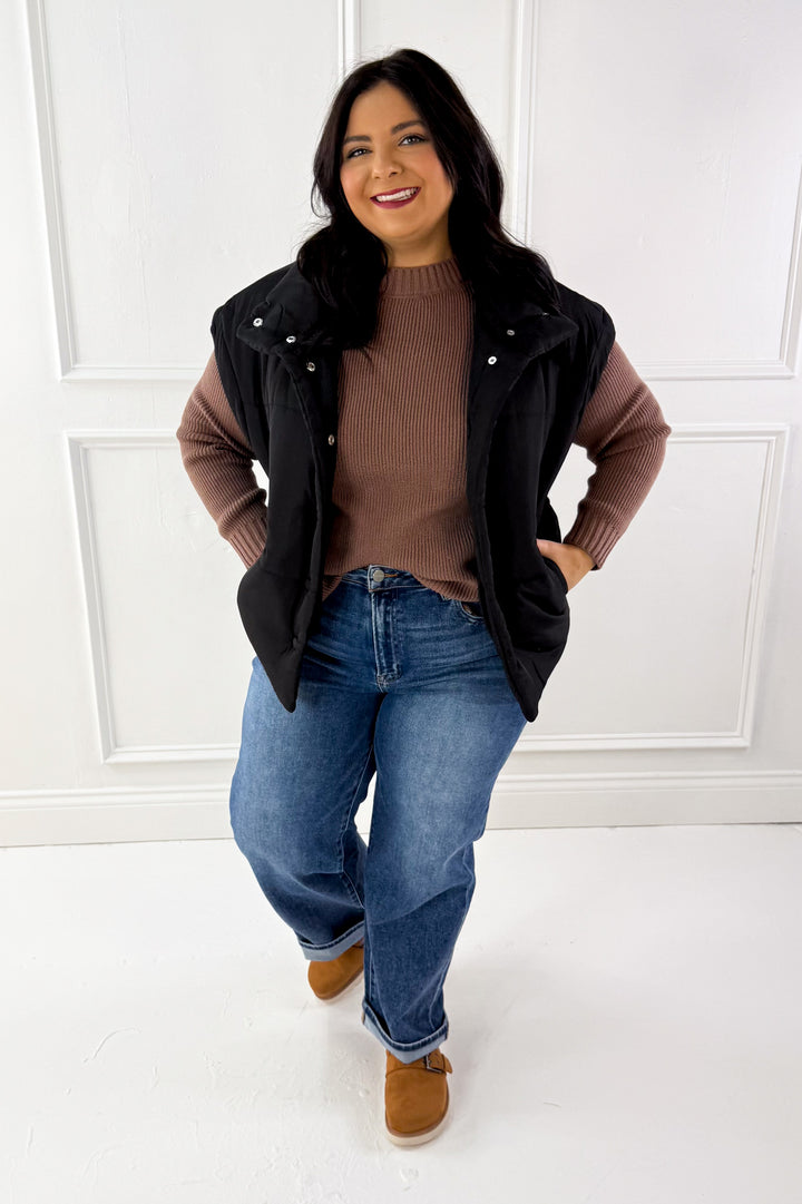 Oversize Snap Button Puffer Vest