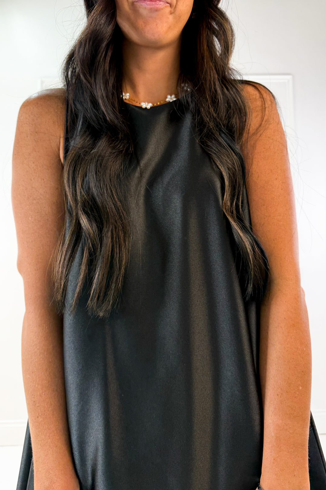 Sleeveless Satin Swing Mini Dress