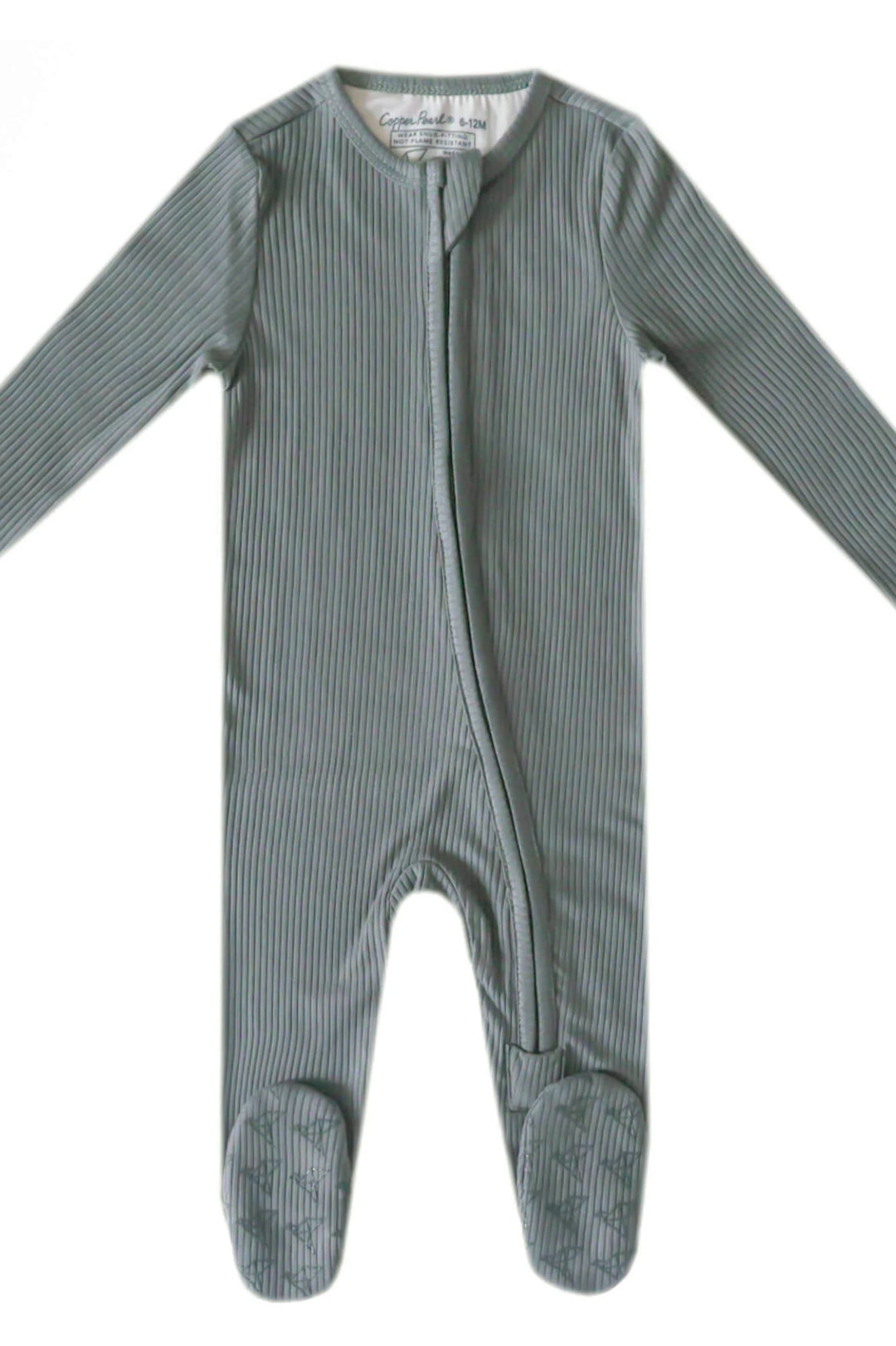 Moss Rib Zip Up Footie Pajamas | Copper Pearl