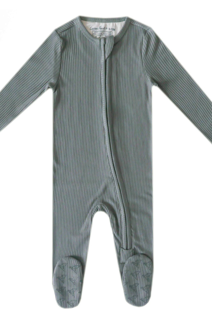 Moss Rib Zip Up Footie Pajamas | Copper Pearl