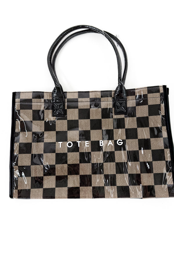 Checkered Shoulder Tote
