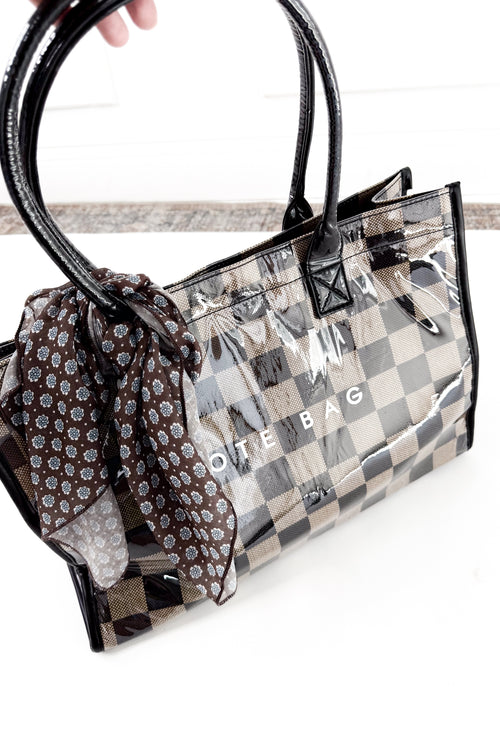 Checkered Shoulder Tote