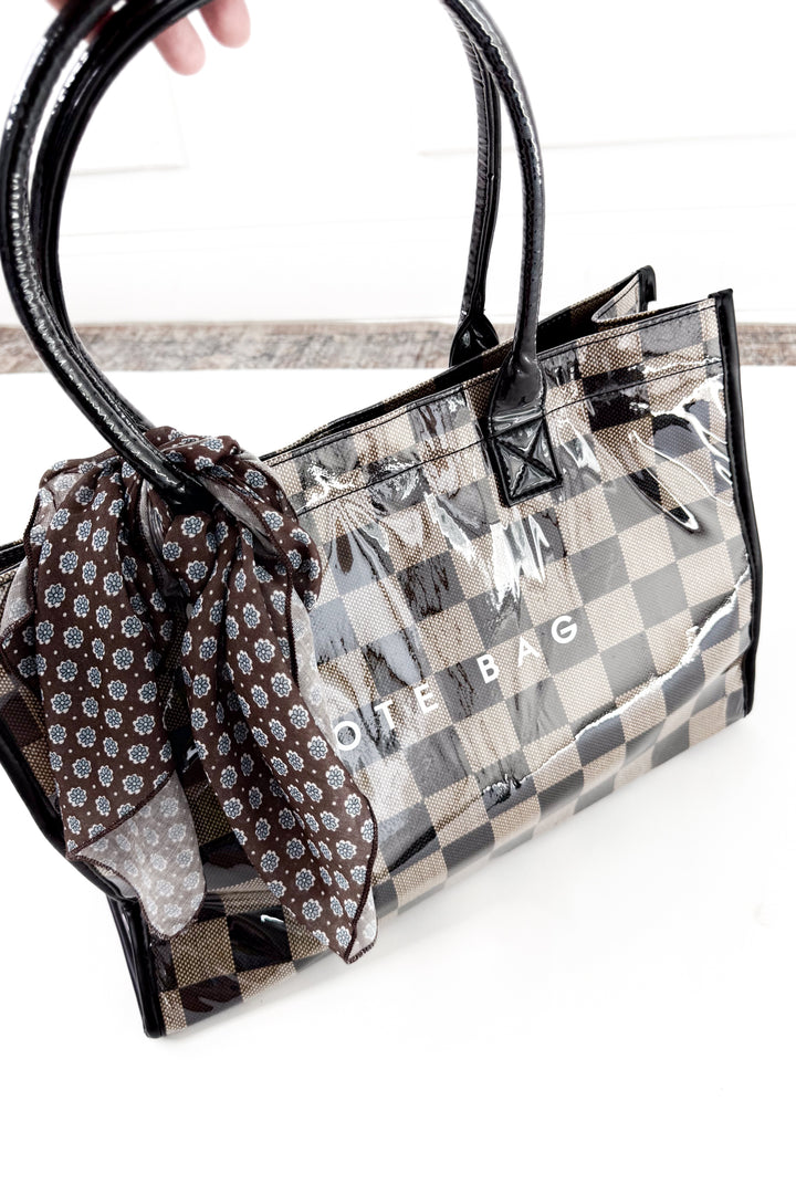 Checkered Shoulder Tote