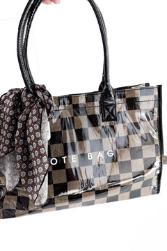 Checkered Shoulder Tote