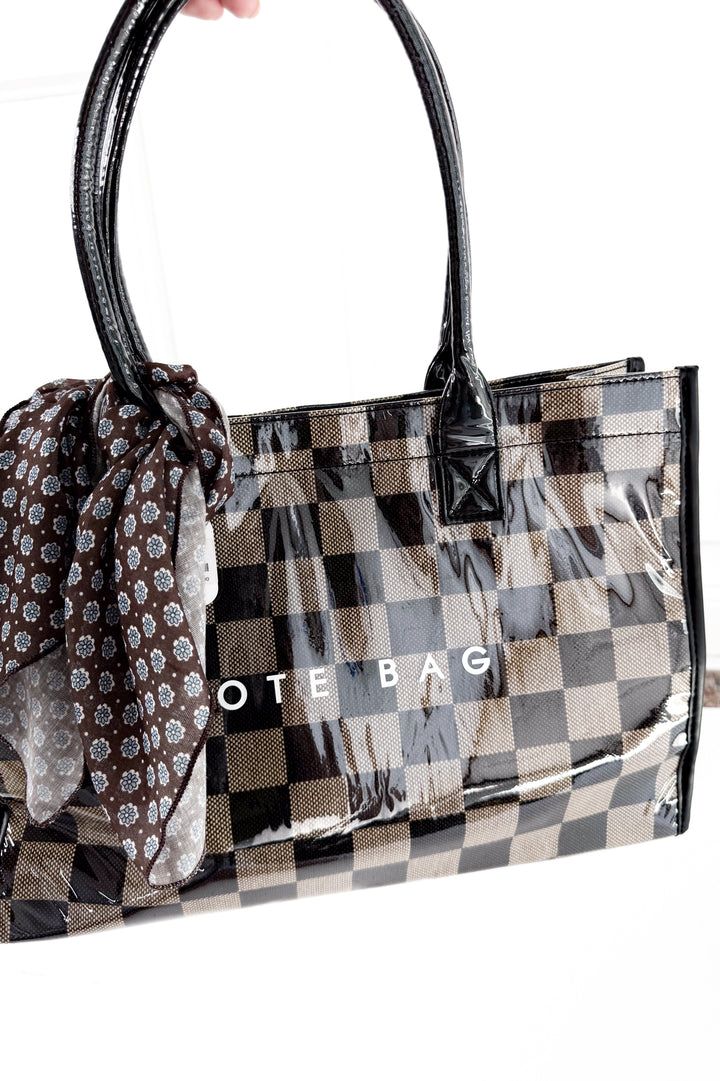 Checkered Shoulder Tote