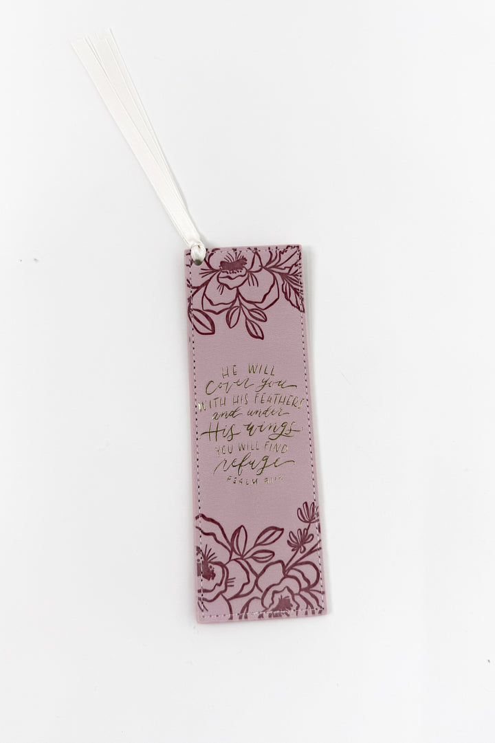 Covered in His Feathers Faux Leather Bookmark