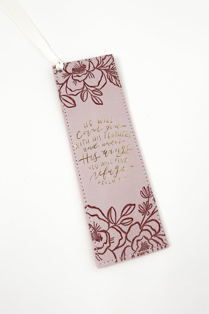 Covered in His Feathers Faux Leather Bookmark