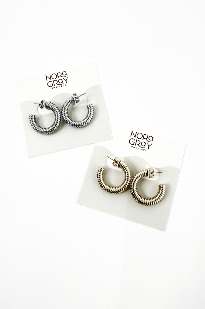 Textured Post Hoop Earrings