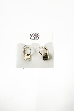 CZ Squircle Drop Huggie Earrings | 14K Gold Dipped