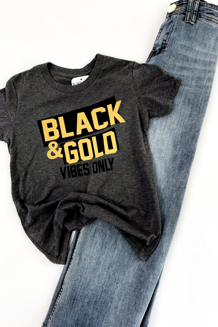 Kids Black & Gold Vibes Only Graphic Tee