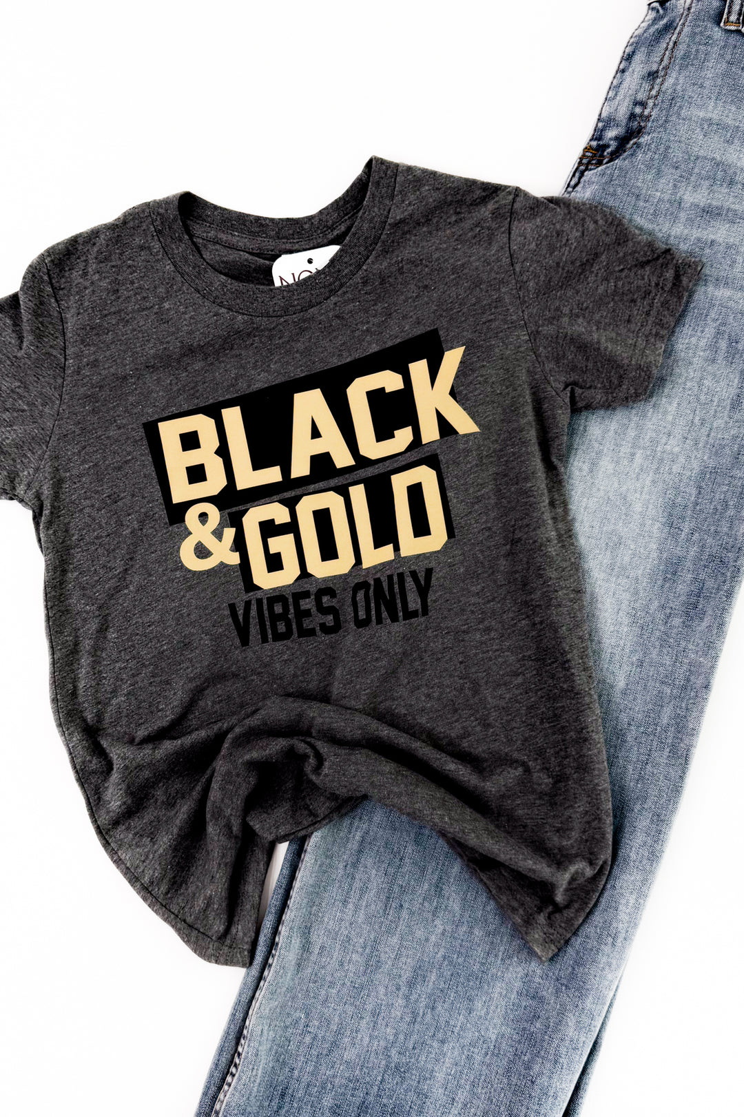 Kids Black & Gold Vibes Only Graphic Tee