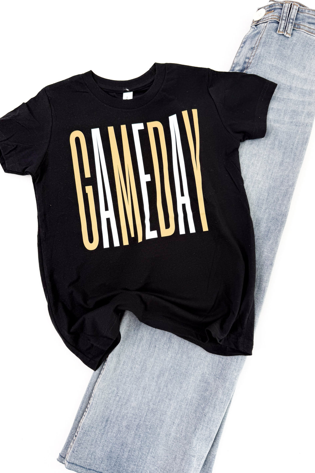 Kids Tall White & Gold Gameday Graphic Tee