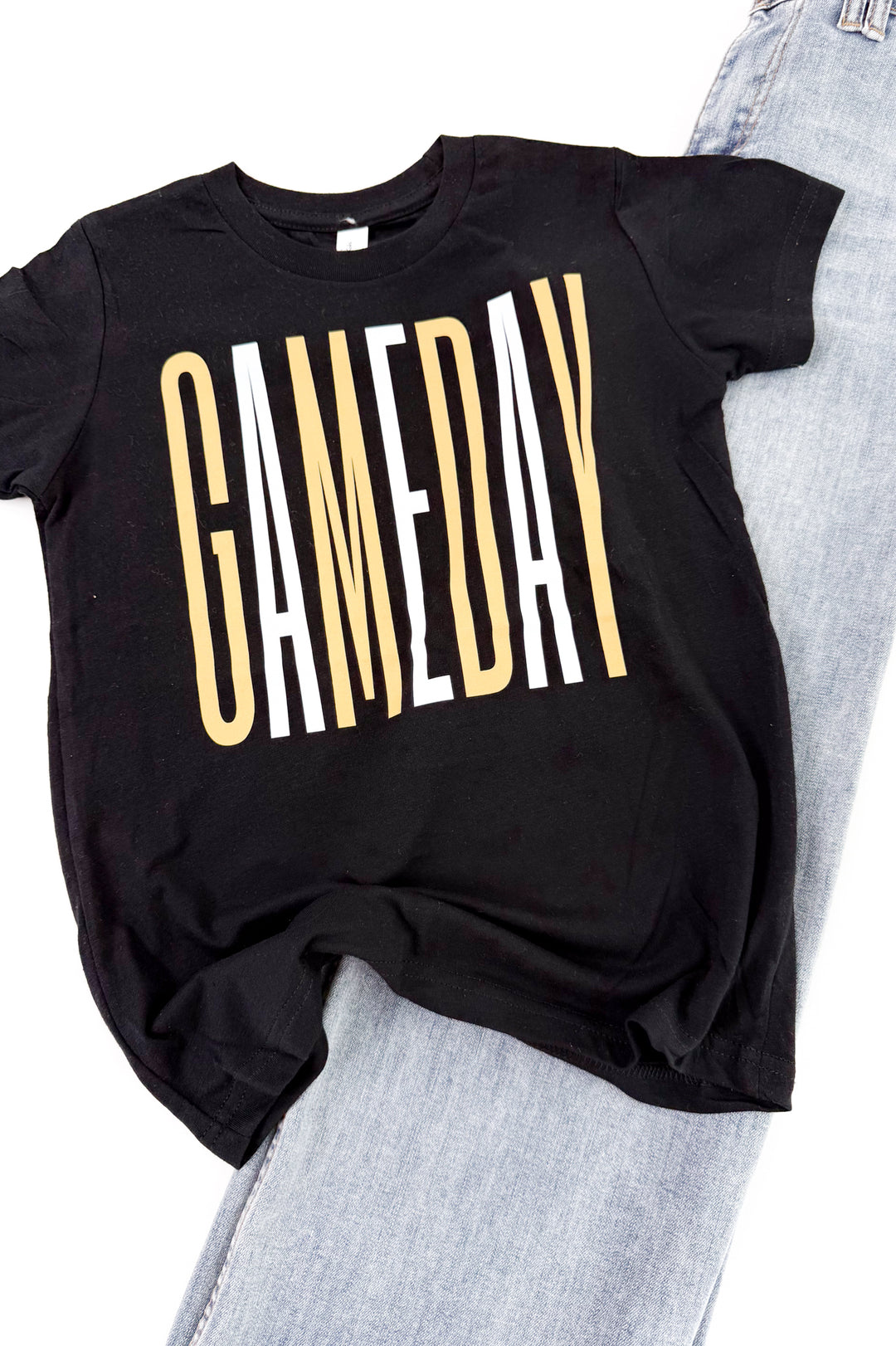Kids Tall White & Gold Gameday Graphic Tee