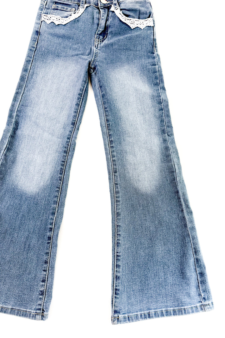 Girl's Flare Leg Denim with Crochet