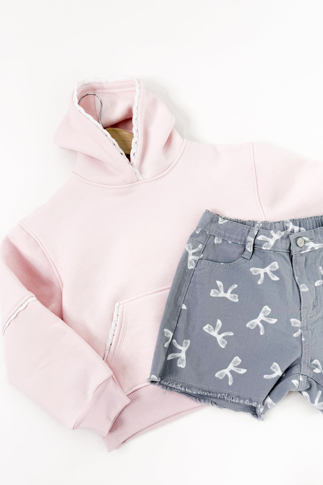 Girl's Pullover Hoodie with Crochet Trim