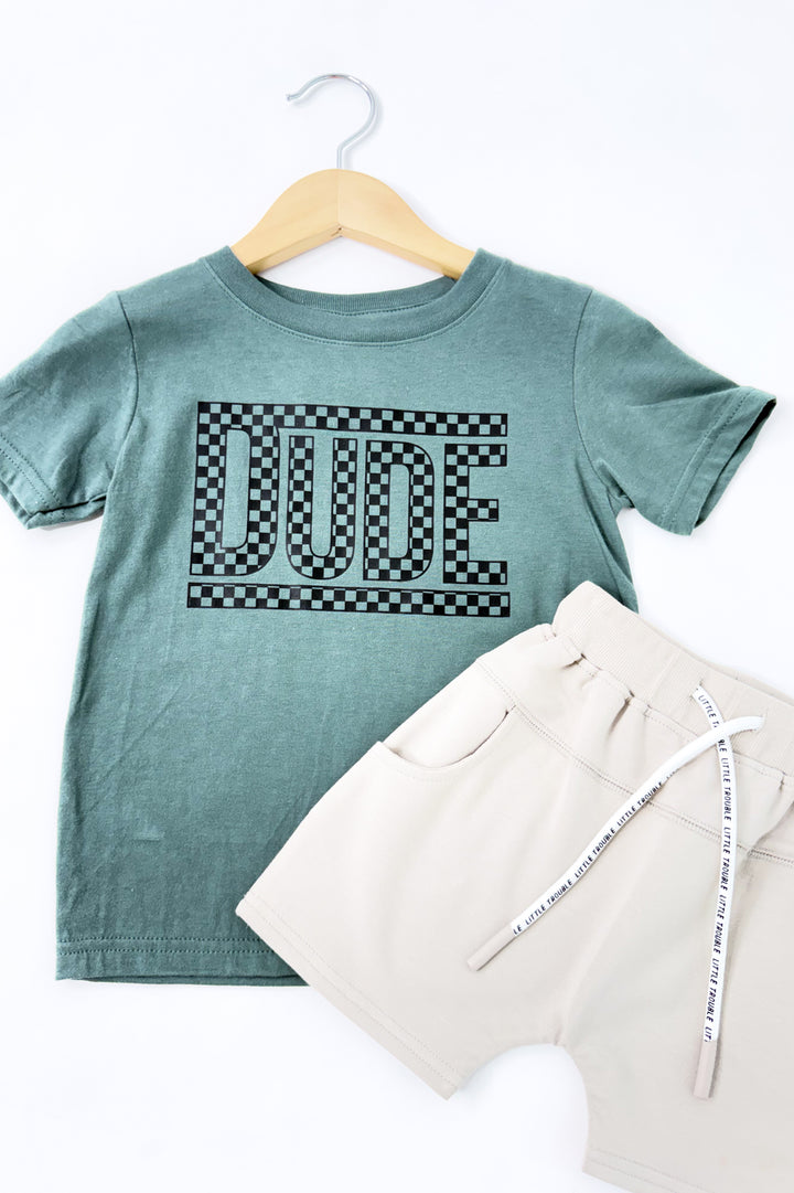 Dude Checkered Graphic Tee