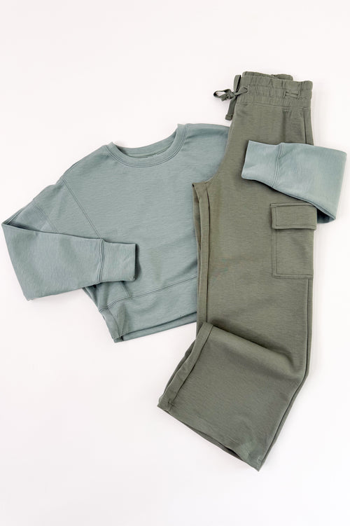 Tween Girls Scuba Pullover and Wide Leg Cargo Pant
