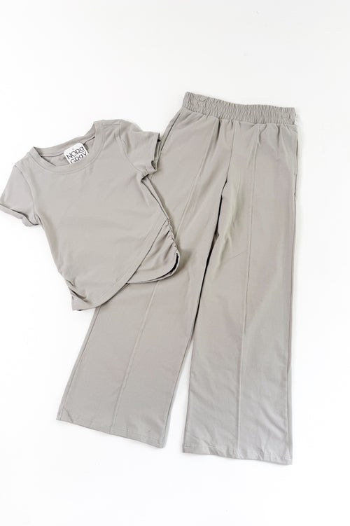 Tween Girls Jersey Crew Neck Short Sleeve & Wide Pant Set