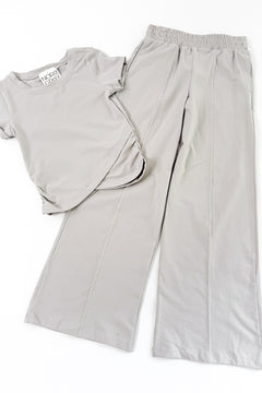 Tween Girls Jersey Crew Neck Short Sleeve & Wide Pant Set