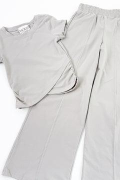 Tween Girls Jersey Crew Neck Short Sleeve & Wide Pant Set
