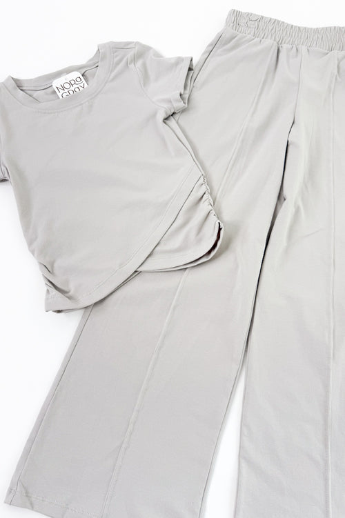 Tween Girls Jersey Crew Neck Short Sleeve & Wide Pant Set