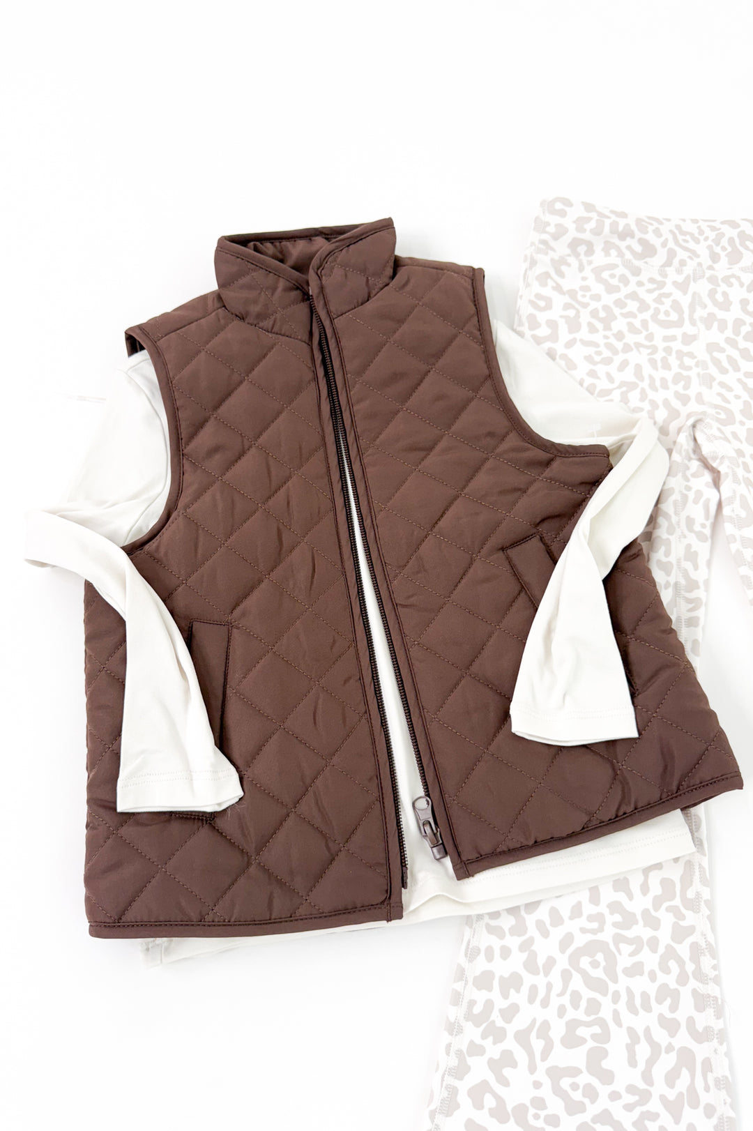 Little Girls Puffy Vest Top and Flare Pant Set
