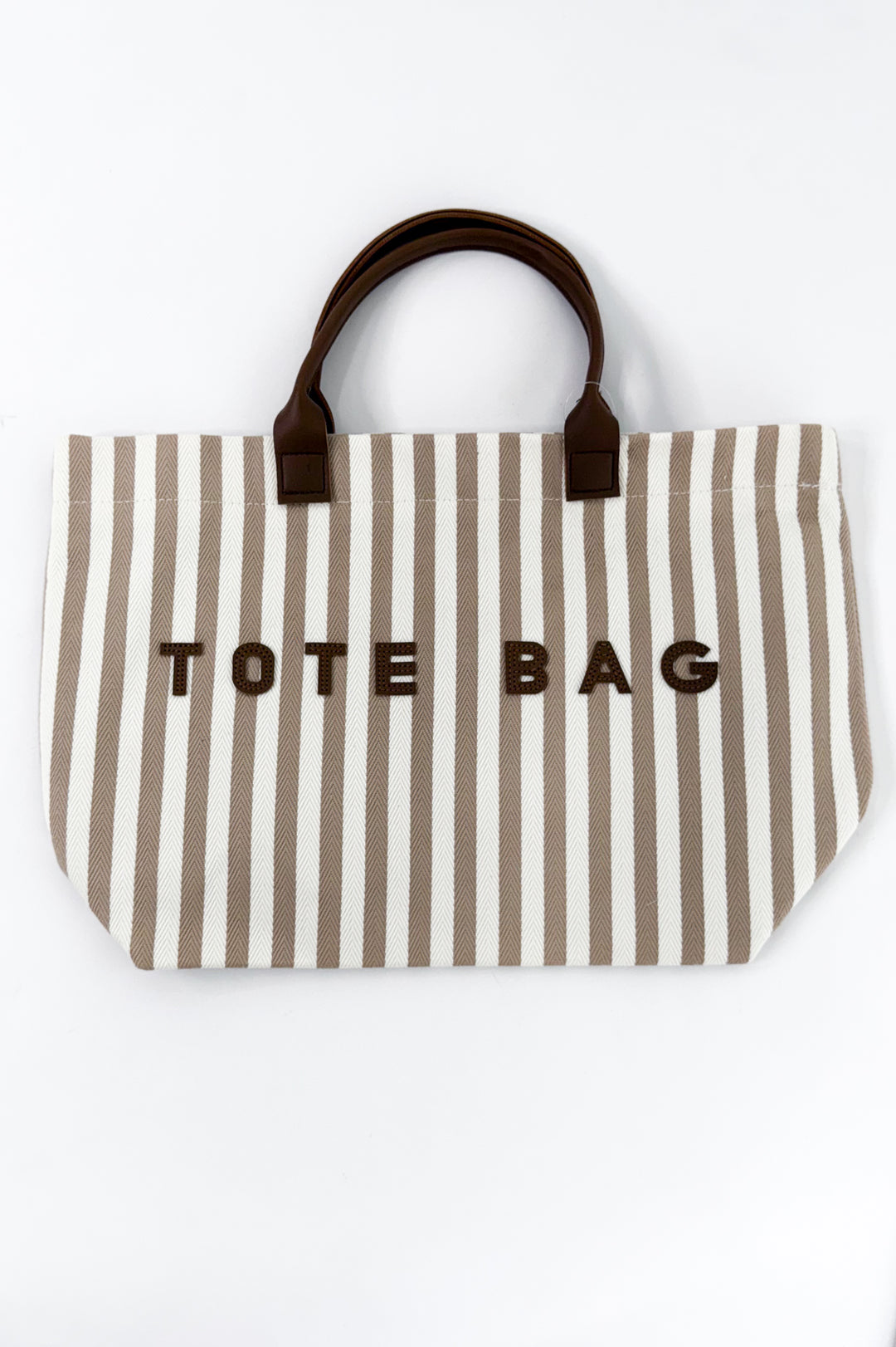 Casual Vertical Striped Canvas Faux Handle Tote