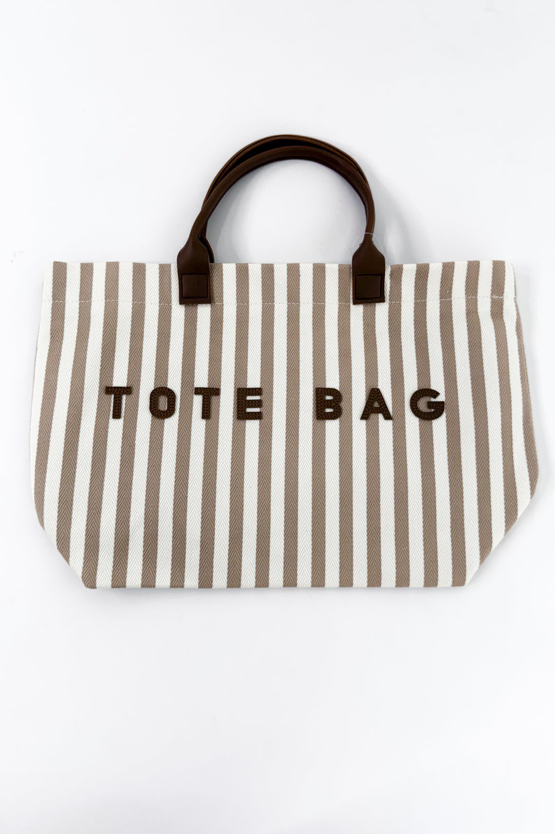 Casual Vertical Striped Canvas Faux Handle Tote