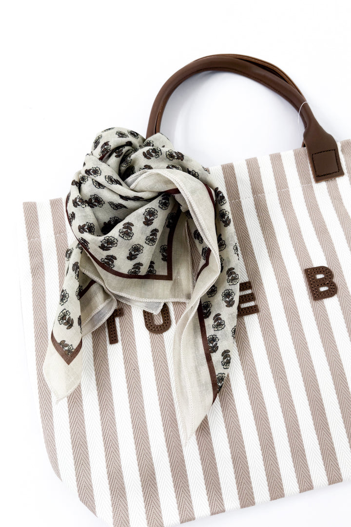 Casual Vertical Striped Canvas Faux Handle Tote