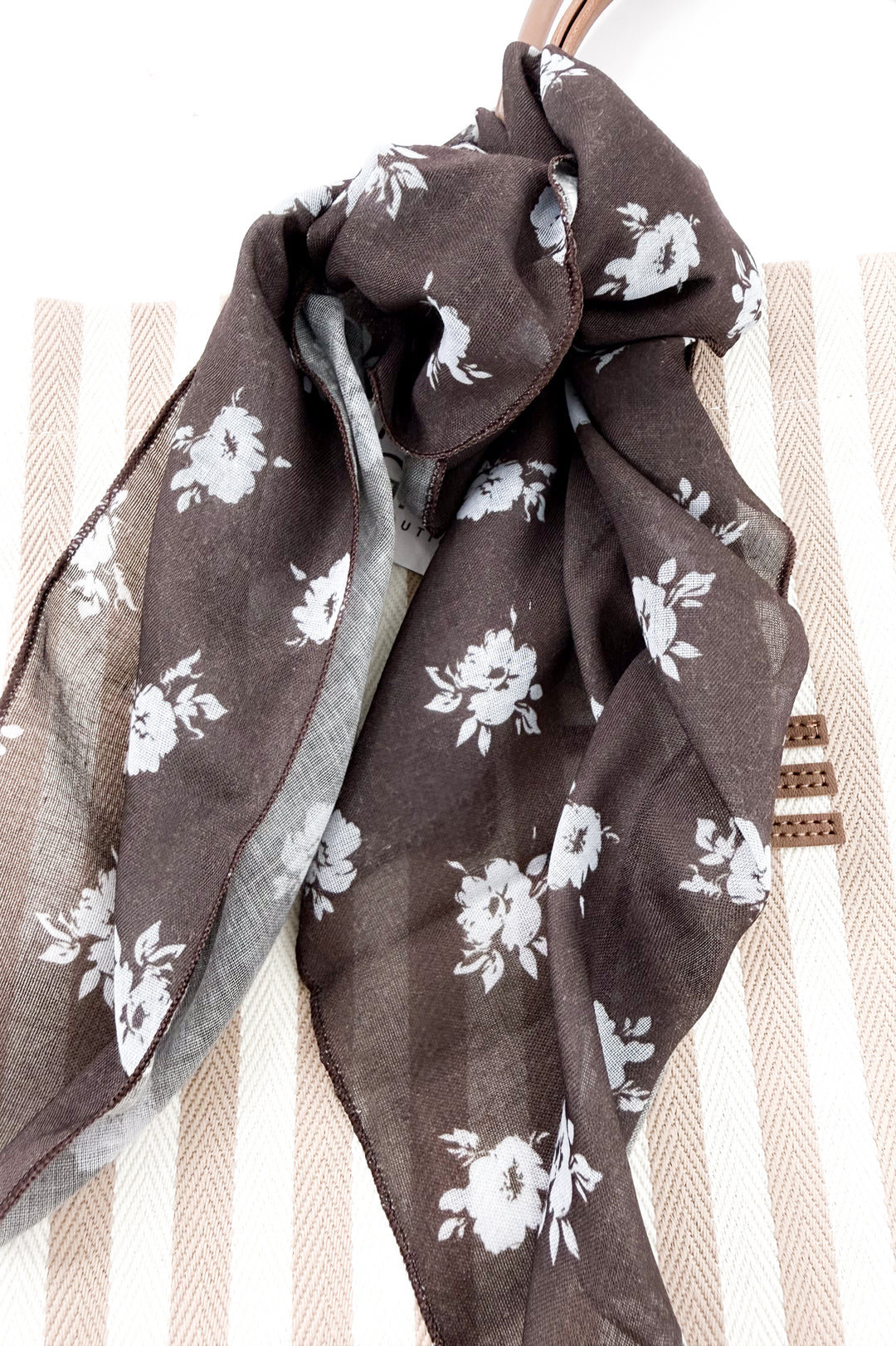 Fair Isle Patterned Square Bandana Scarf
