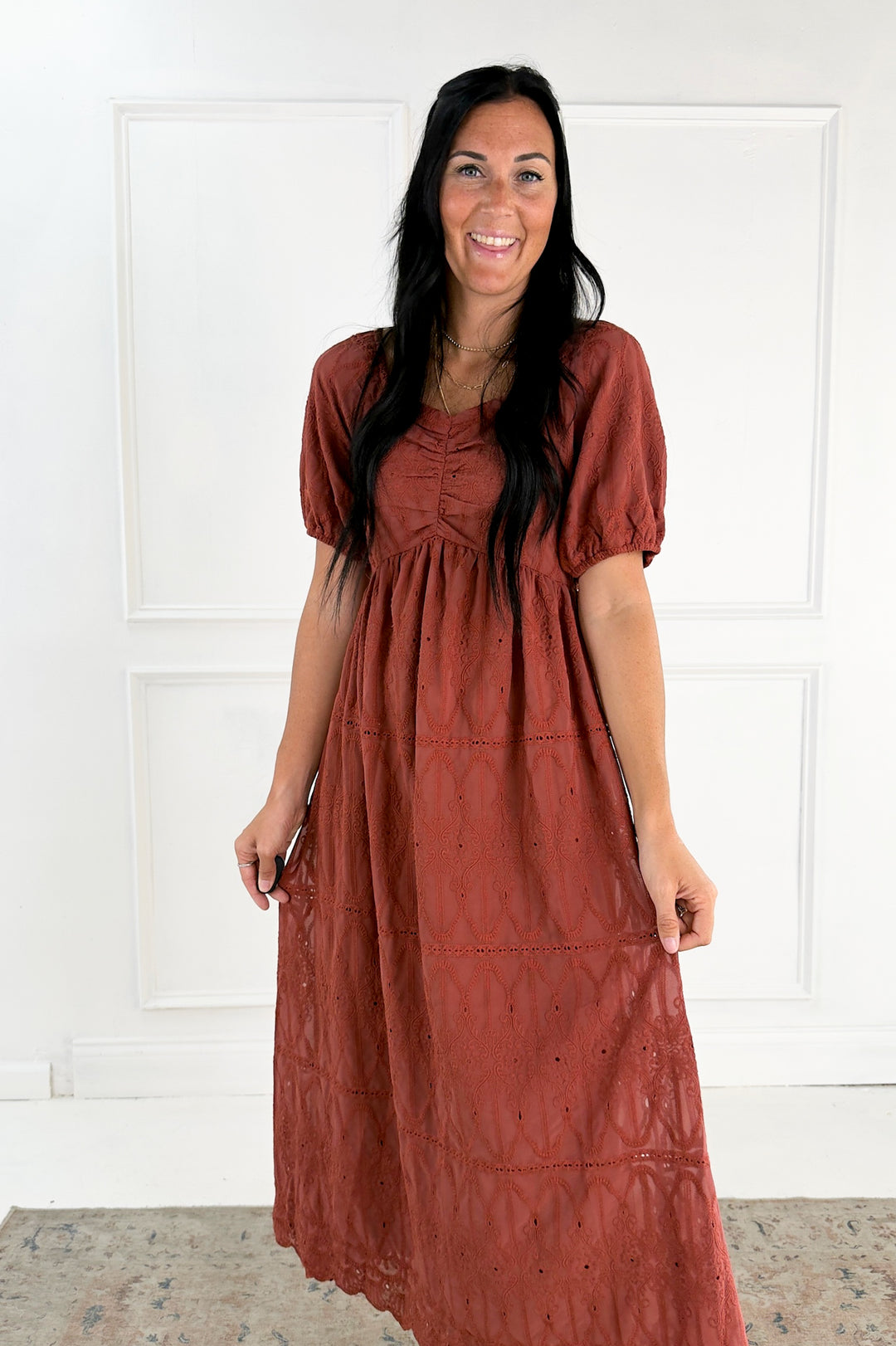 Embroidered Chiffon Mini Dress