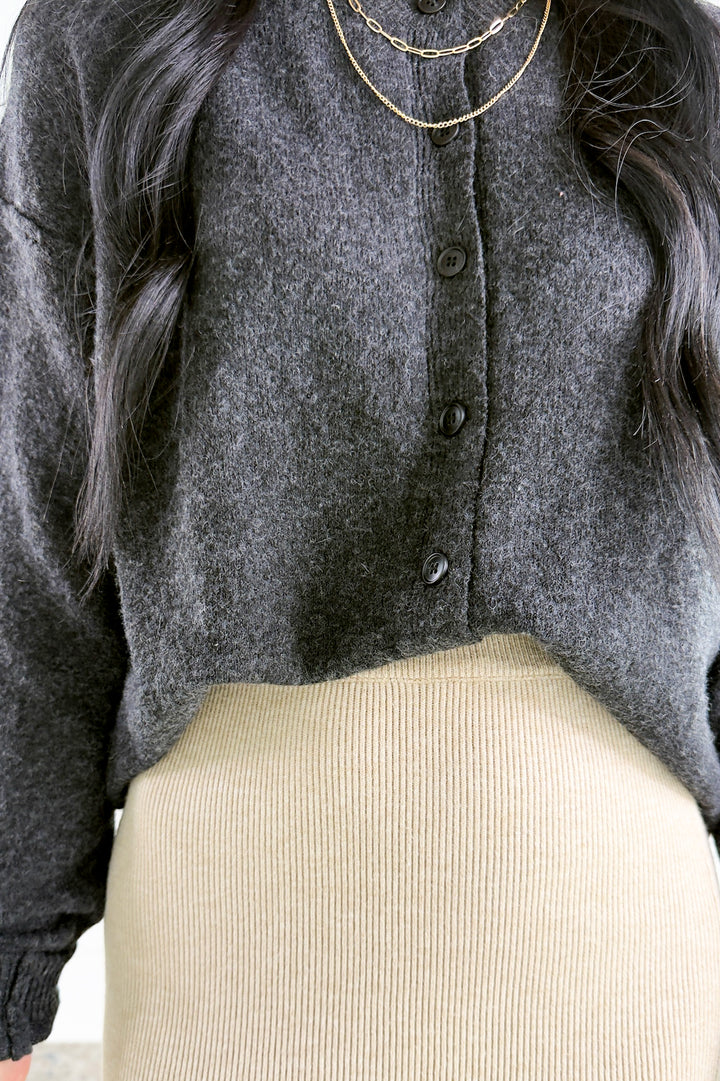 Relaxed Fit Ribbed Sweater Midi Skirt