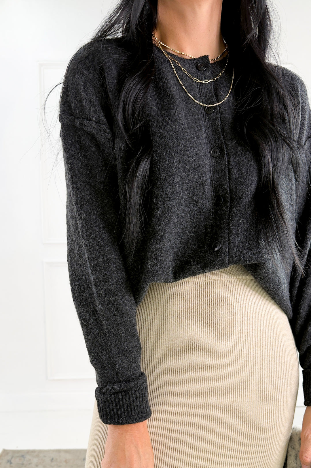 Wool Blend Button Up Sweater Cardigan
