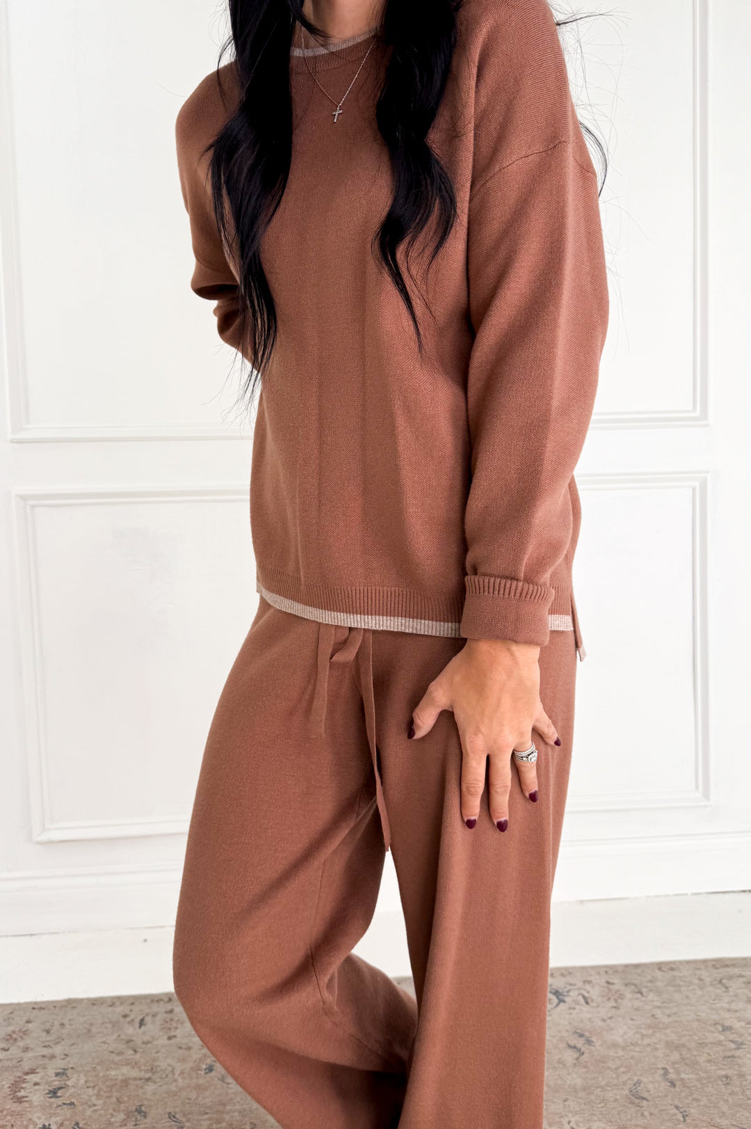 Contrast Seam Relaxed Fit Sweater