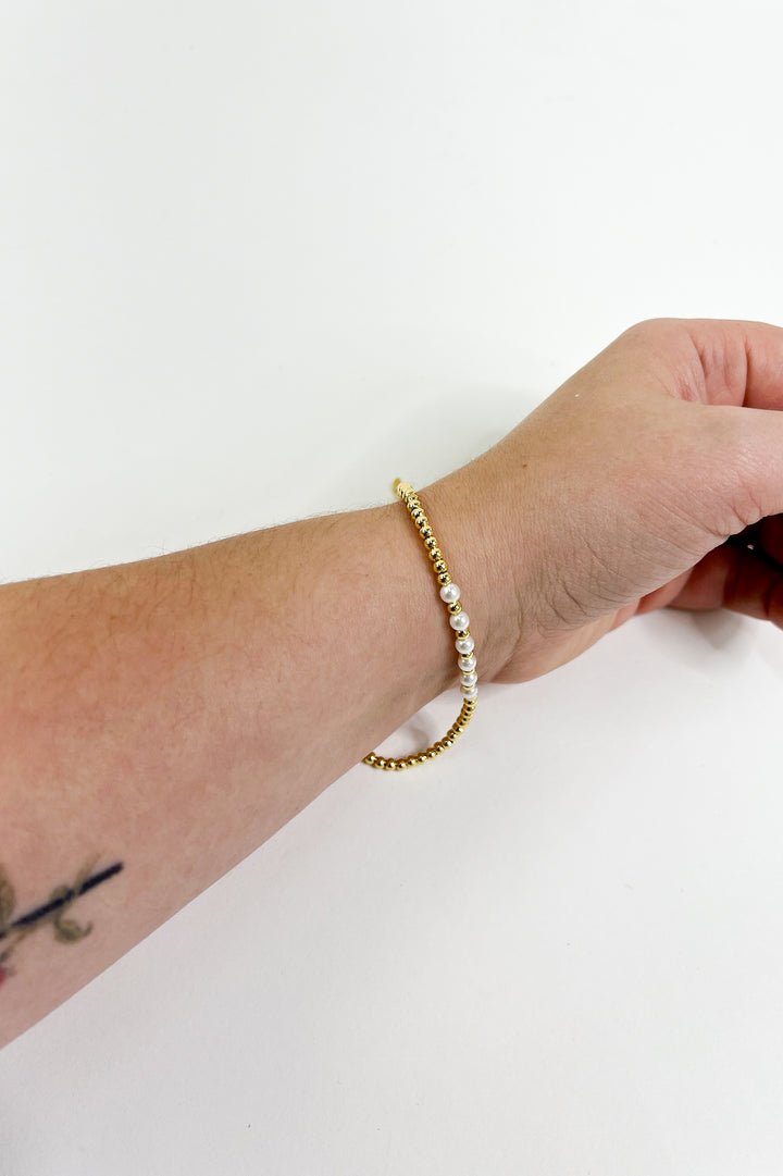 Pearl & Gold Beaded Bracelet