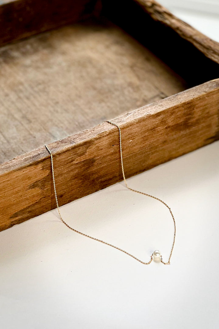 6mm Pearl Charm 18K Gold Dipped Necklace