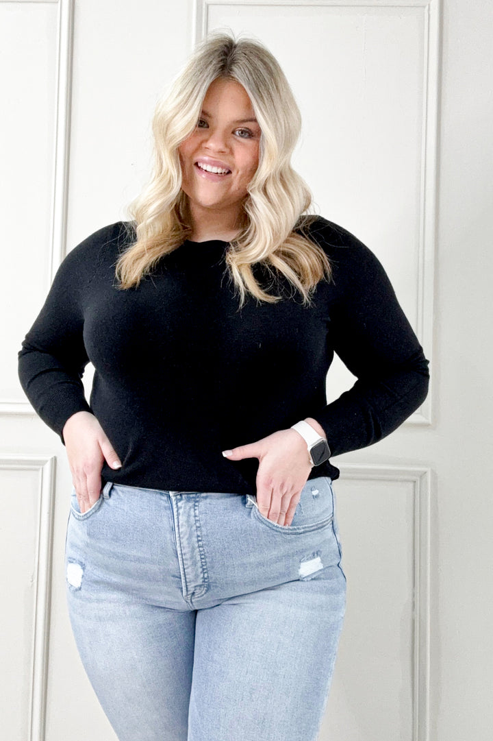 Basic Crewneck Soft Knit Curvy Sweater