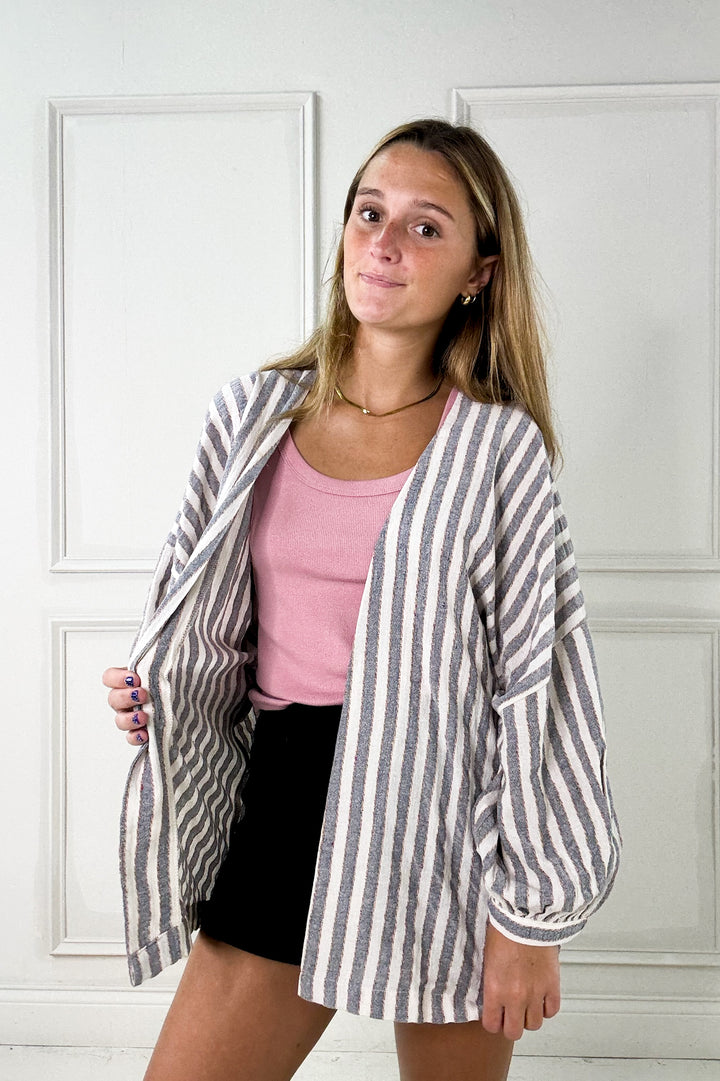 Open Front Kimono Style Long Sleeve Top